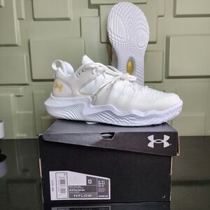 Under Armour Flow Ace Low Women Size 13 Volleyball Shoe White Gold NIB